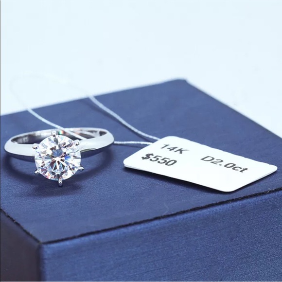 14K white gold2CT 6 prong engagement wedding ring - Picture 2 of 6